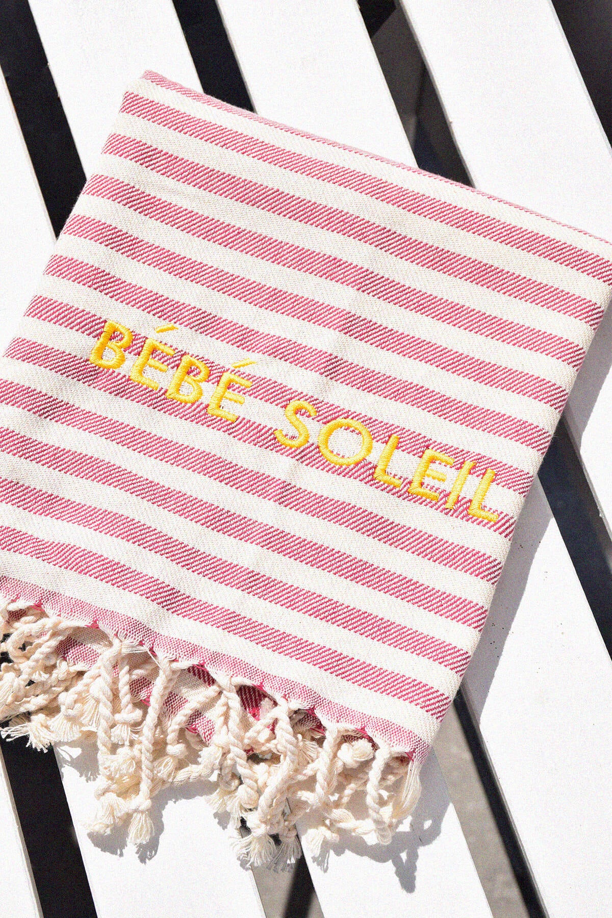 Mini Fouta Bébé Soleil | Figue et blanc