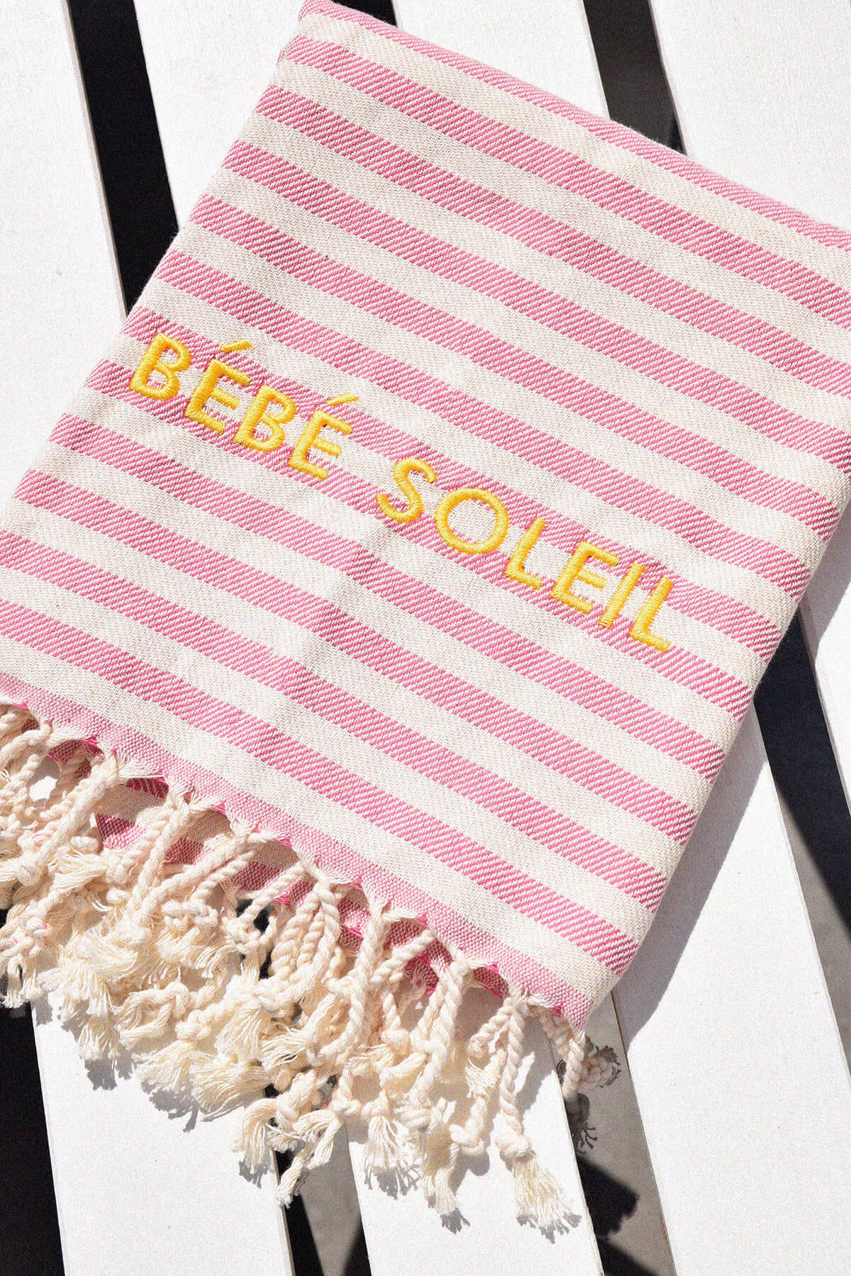 Mini Fouta Bébé Soleil | Rose et blanc