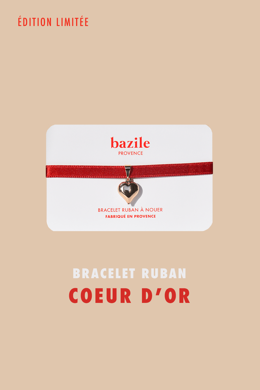 Coeur d'Or | Pendentif et bracelet ruban