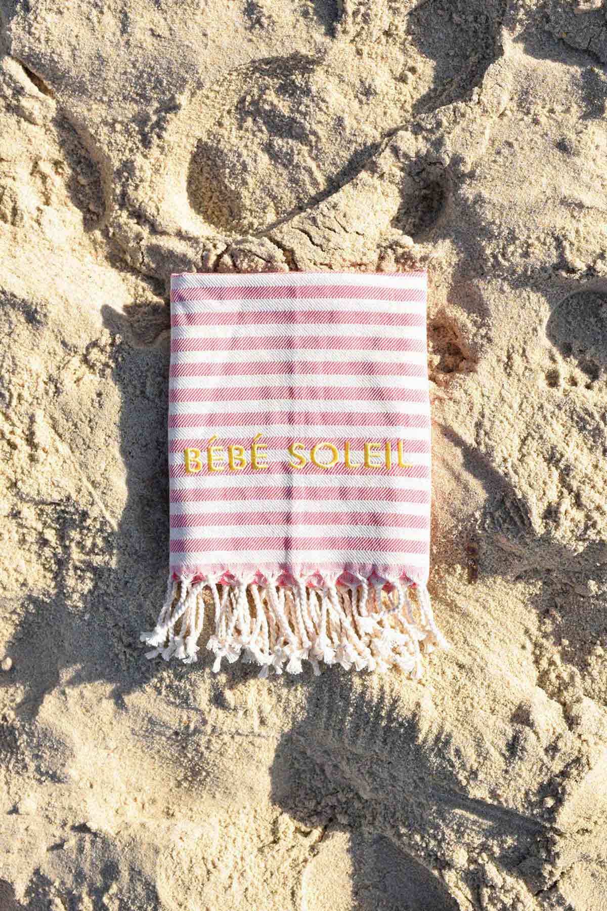 Mini Fouta Bébé Soleil | Rose et blanc