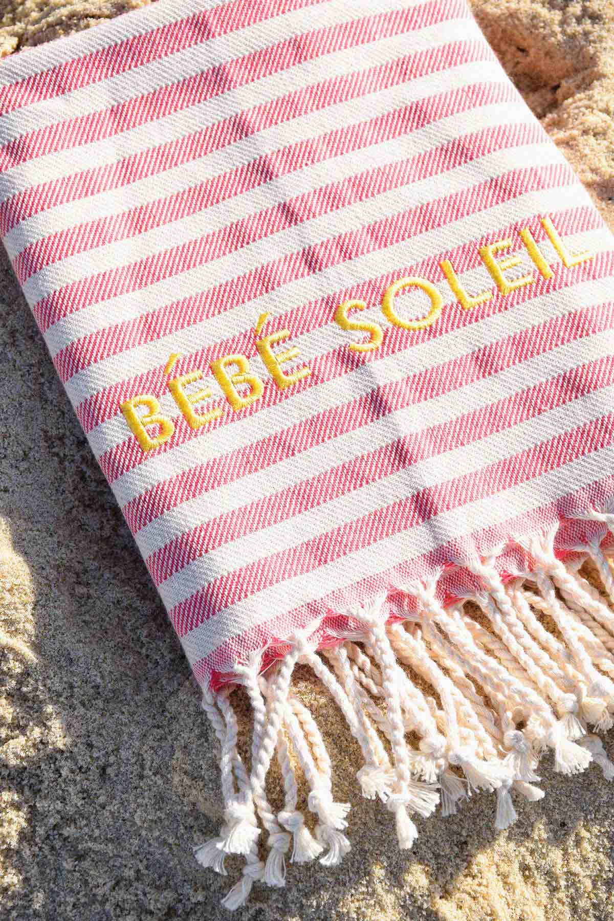 Mini Fouta Bébé Soleil | Rose et blanc