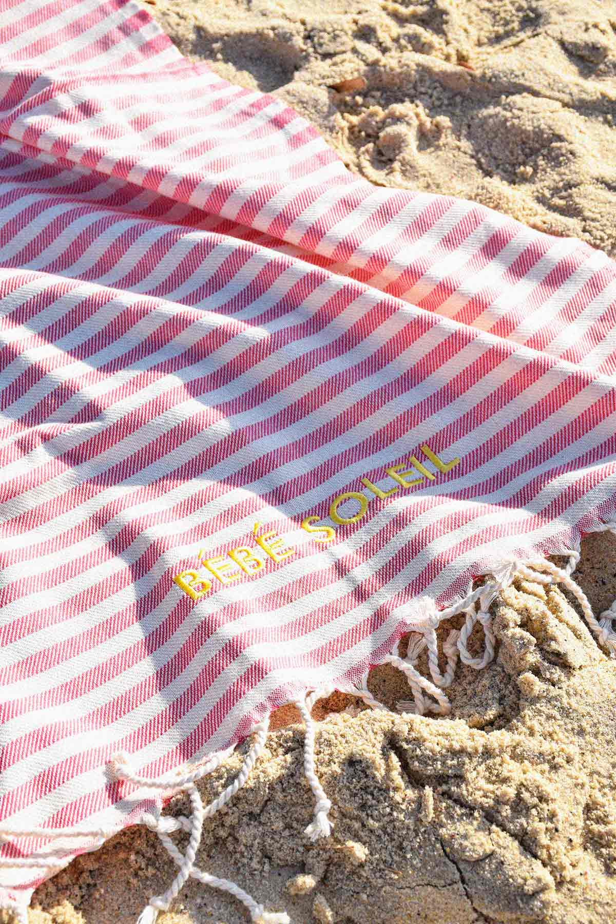 Mini Fouta Bébé Soleil | Rose et blanc